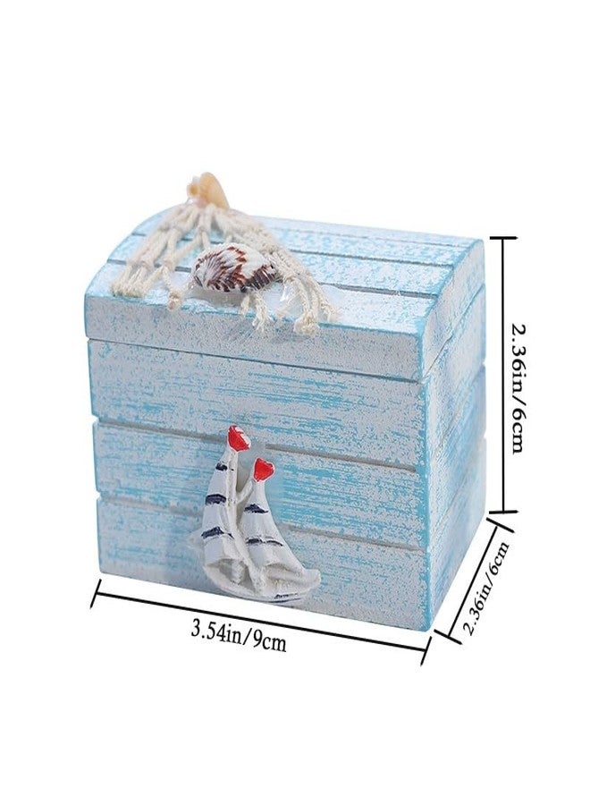 AzsVbvs 4 Pack Wooden Handmade Mini Jewelry Box, Starfish, Anchor, Sailboat, Life Ring Beach Decor Nautical Theme Decoration for Home Office Desk - Image 5